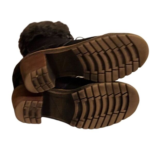 Vintage Havana Women's Black Ankle Boots Faux Fur Lined Lace-Up - Picture 6 of 6